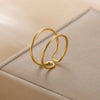 Stainless Steel Double Layer Open Rings Women Minimalist Adjustable Finger Ring Geometric Jewelry Birthday Gift - Image 2