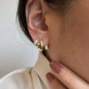 Gold Plated Eros Floating Huggies Earring Minimalist Pear Oval Marquise CZ Waterdrop Hoop Earring For Women - Image 3