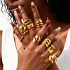 Stainless Steel Chunky Dome Rings for Women, Geometric Ring Gold Plated Aesthetic Jewelry - Image 1
