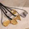 Irregular Geometric Pendant Necklace with Wax Cord - Image 6
