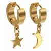 2pcs Women Men's Stainless Steel Dropping Earrings Black/Silver Color Star Moon Gothic Punk Rock Style - Image 5