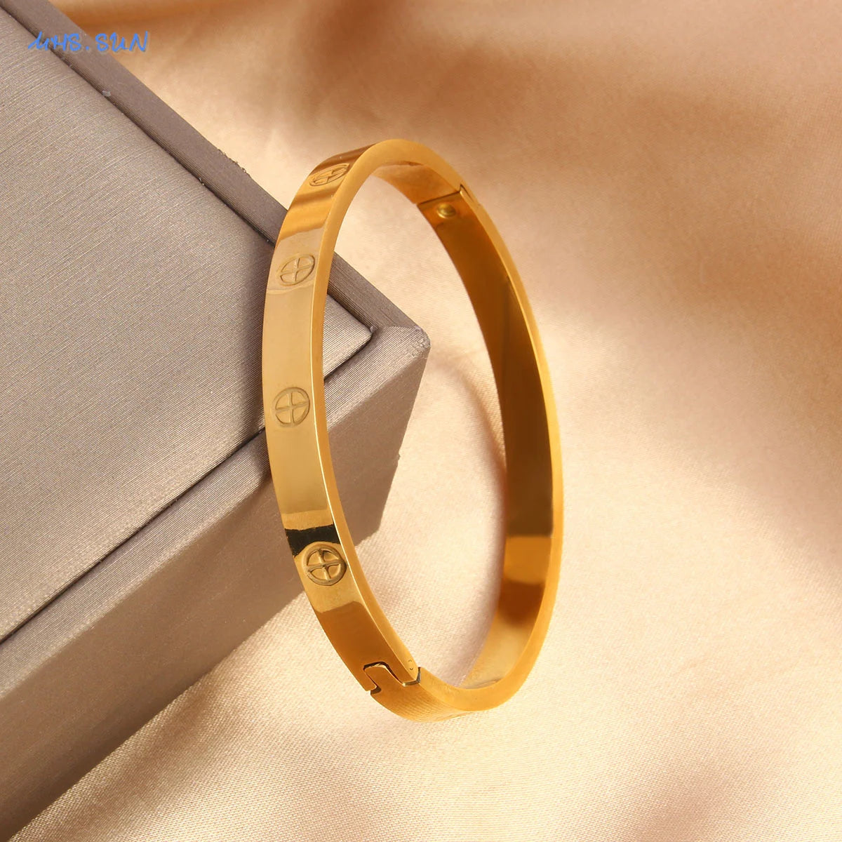 Simple Cross Stainless Steel Bangle Can Open Bracelet For Women Men Gold Color Daily Cuff Jewelry 1PC - Image 1