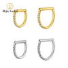 D Shape Hinged Septum Ring with Cubic Zirconia 16G Clicker for Conch and Helix - Image 1