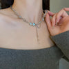 Bling Moonstone Star Cross Pendant Necklace for Women Punk Hip Hop Star Chain CrystalNecklace Party Y2K Jewelry Gift - Image 8