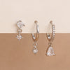 Three-Piece Rhombus Pendant Hoop Earring Set in Gold-Tone or Silver-Tone - Image 11