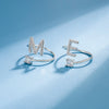 Silver Initial Rings for Women Girls, Adjustable Initial Rings Cubic Zirconia Stackable Alphabet Letter Rings Gift - Image 6