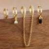 4PCS Stainless Steel Long Chain Pendant Earrings Set for Woman Little Huggies Hoop Earrings Cartilage Piercing Jewelry - Image 7