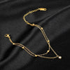 Stainless Steel Jewelry Gold-plated Minimalism 2-Layer Beading Zircon Charm Women Anklet Chain - Image 6