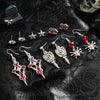 Ingemark 6Pairs/Set Halloween Red Crystal Skull Spider Metal Drop Earrings for Women Goth Cross Rose Piercing Earrings Jewelry - Image 6