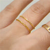 Chic Stackable Thin Twisted Overlapping Curve Stainless Steel Rings Vintage Plaid Layering Statement Jewelry - Image 2
