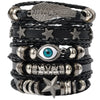 1Set Black Punk Skull Star Shaped Alloy Pu Leather Bracelet - Image 5