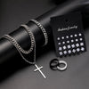 28pcs/set Casual Zircon Stud Earrings Cross Pendant Necklace Couple Ring Bracelet Set, Multi-piece Set, Suitable For Daily Wear - Image 3