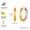 Two Tone Circle Hoop Earring for Women, Hammered Stainless Steel Women's Mini Huggie Earrings, Gold Plated Small Hoops - Image 3