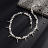 KunJoe Punk Imitation Pearl Rivet Choker Necklace for Men Irregular Silver Color Ccb Beaded Neck Chain Male Jewelry Gift - Image 6