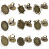 18x25mm 5pcs Antique Silver Bronze Plated Mixed Styles Oval Adjustable Ring Settings Blank/Base - Image 3