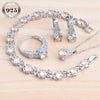 Silver Jewelry Sets For Women Wedding Jewelry Ladies Purple Zircon Earrings Bracelets Set Rings Pendant Necklace - Image 9