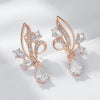 Shiny Zircon Flower Long Drop Earrings For Women Rose Gold Color Ethnic Bridal Wedding Jewelry - Image 5