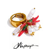 Stainless Steel Adjustable Simulated Pearls Chili Handmade Elastic Charm Ring Jewelry - Image 1