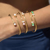 Round Zircon Cuff Bracelet For Women Gold Pvd Plated Stainless Steel Party Jewelry - Image 3