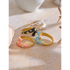 Adjustable Candy Y2K Blue White Black Pink Enamel Cubic Zirconia Open Ring Golden Stainless Steel Jewelry Gift - Image 3