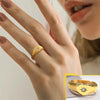 Star Stamp Ring for Women, Gold Color Stainless Steel Signet Round Ring with CZ Stone, Chic Minimalist Heavy Ring - Image 7