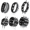 80s Black Round Square Gothic Spike Bracelet Punk Rock Bracelet Studded Faux Leather Bracelet for Men Women - Image 1