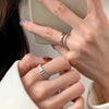 Retro Simplicity Silver Adjustable Double-layer Crossed Irregularly Line Ring for Women Girl Jewelry Accessory Gift - Image 3