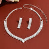 Ultra-Shimmer Diamond V-shaped Collar Chain Fashionally Versatile Eco-friendly Bridal Necklace Earrings Set - Image 4
