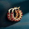 Full Pave Cubic Zirconia Spike Hoop Earrings in Many Colors - Image 18