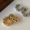 Irregular Wavy Pleated Hoop Earrings in Stainless Steel - Image 2