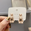 Cute Flocking Plush Rabbit Stud Earrings for Women Korean Brown Animal Bear Earring Jewelry Party Girls Gift - Image 8