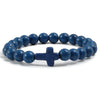 8mm Beads Religious Cross Bracelet for Women Men Natural Turquoise Stone Elastic Link Prayer Bracelet for Boy Girls - Image 28