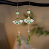 Steel Fun Chinese Style Pink Green Pipa Butterfly Earrings for Women Girl Vintage Chinese Knot Folding Fan Ethnic Style Ear Stud - Image 10