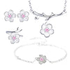 Silver Color Cherry Blossom Flower Cubic Zirconia Stone Jewelry Sets for Women Floral Necklace Bracelet Earring Ring Wedding Set - Image 15