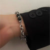 Black Double-Layer Bead Bracelet with Stainless Steel Chain and 15 to 20 cm Length - Image 2