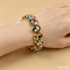 crystal Women charm bracelet colorful Geometric rhinestone elastic thread red white Elliptical glass bracelet - Image 8