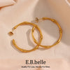 Minimalist Basic Thin Bamboo Large Gold Hoop Earrings For Women Stainless Steel Gold Plated Female Big Hoop - Image 5