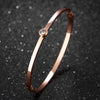 Rose Gold Plated Stainless Steel Bangles For Women Mosaic Cubic Zirconia Simple Cuff Bracelet Jewelry Gifts - Image 4