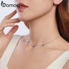 Silver Station Necklace, Simulated Diamond Star Necklace Women CZ Chain Choker Necklace - Image 3