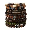 Wooden Bead Bracelet Set 10 Pieces with Tree of Life Charm Bohemian Style - Image 5