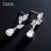 Vintage Flower Shape Zircon Water Drop Crystal Pendant Dangle Women's Earrings Bridal Wedding Jewelry - Image 1