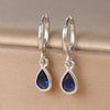 Stainless Steel Huggie Hoop Earrings with Colored Stone Details in Two-Piece Sets - Image 14