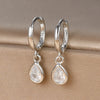 Stainless Steel Huggie Hoop Earrings with Colored Stone Details in Two-Piece Sets - Image 5