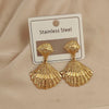 Charming heavy metal fan-shaped spiral gold-plated women's earrings, and stainless steel, wife gift - Image 8
