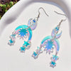 Kuguys Iridescent Acrylic Moon Snake Earrings Dangling Vintage Long Women's Holography Jewelry Accessories - Image 5