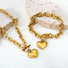 Imitaiton Pearl Heart Pendants Necklace Earring Sets For Women Stainless Steel Chain Necklace Bracelet Set Jewelry - Image 2