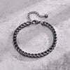 Vintage Mens Stainless Steel Bracelets, Double Layered Round Curb Chain Wristband, Oxidized Viking Punk Jewelry - Image 6