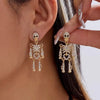 Light Full Rhinestone Skull Earrings for Women Exaggerated Skeleton Pendant Earrings Halloween Party Jewelry Gift - Image 9