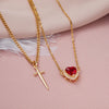 2PC Gothic Punk Sword Heart Creative Two Tone Couple Necklace Ladies Sparkling Heart Dagger Pendant Jewelry Gift - Image 4