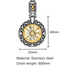 Retro Men Norse Rune Bead Compass Necklace Gold Color Hollow Out Sun Pendant Stainless Steel Vegvisir Amulet Male Viking Jewelry - Image 3